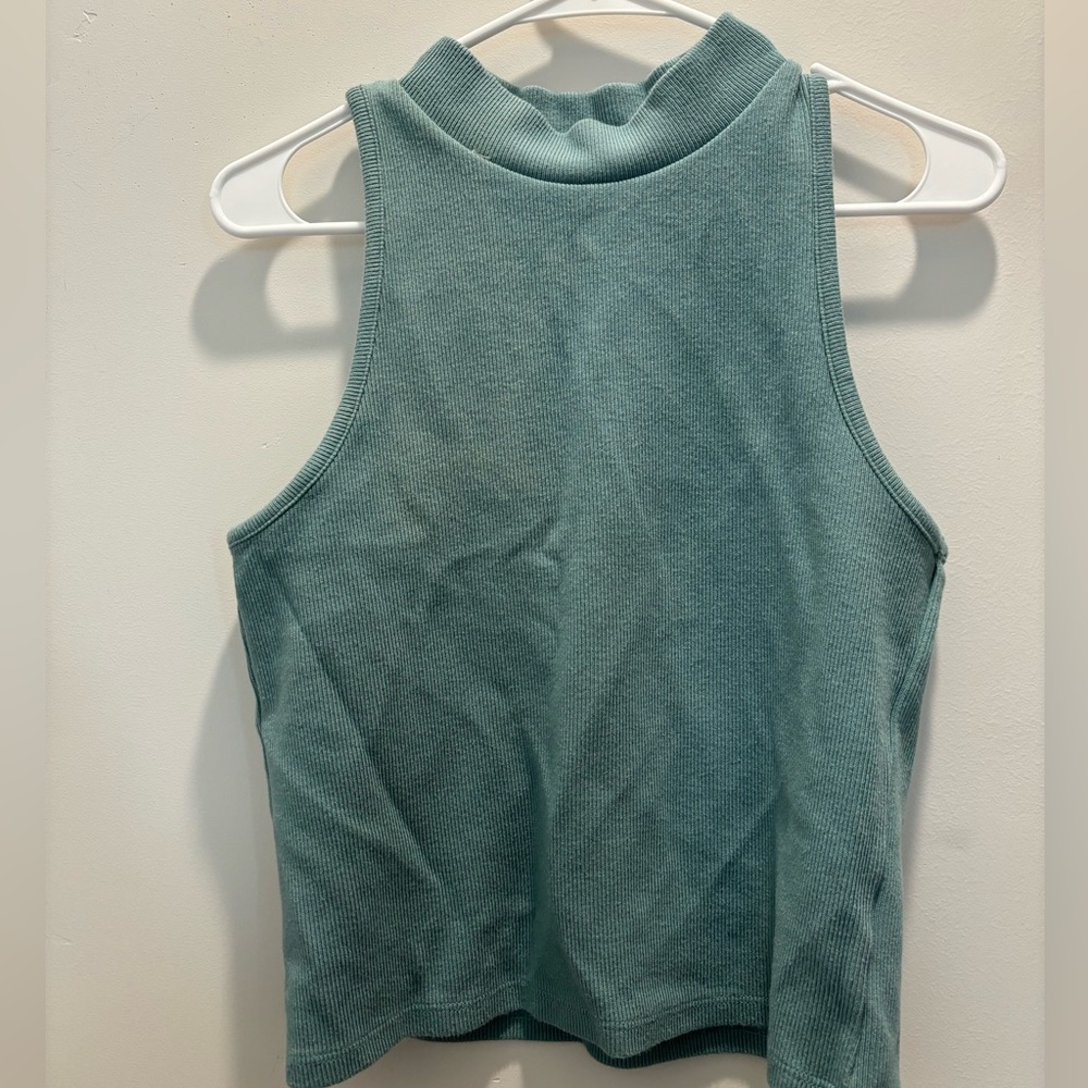 Blue Crop Top Tank Top Turtleneck
